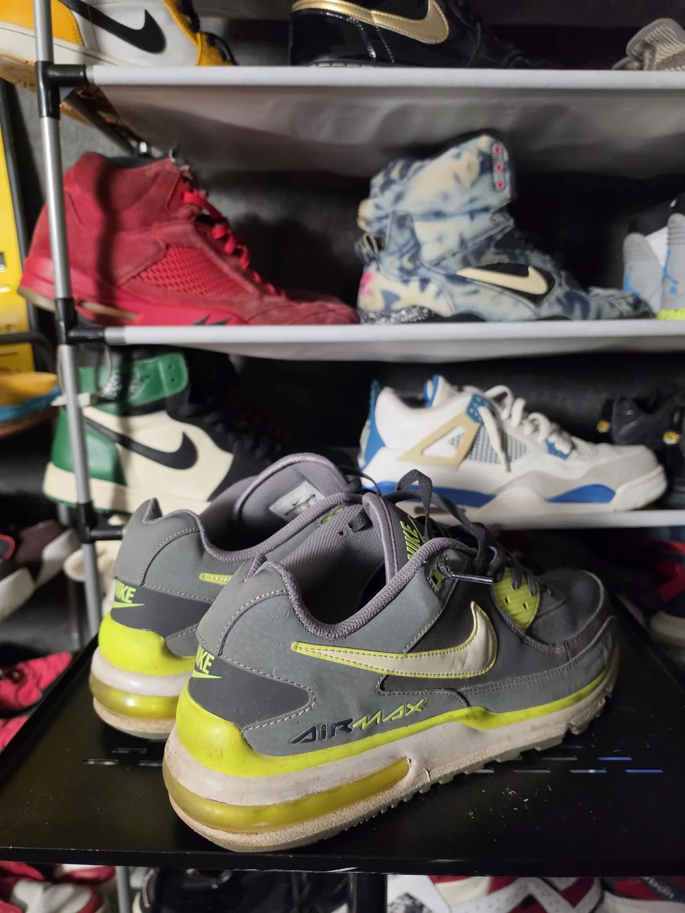 🔥 Nike Gray Neon Yellow Air Max Wright LTD Men's Size 12 Athletic Shoes